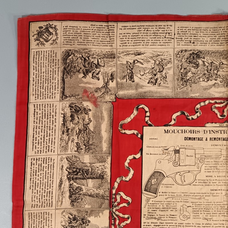 MOUCHOIR D'INSTRUCTION MILITAIRE N° 1 DEMONTAGE & REMONTAGE DU REVOLVER 1873 REGIMENTE DU 50 INFANTERIE DE LIGNE